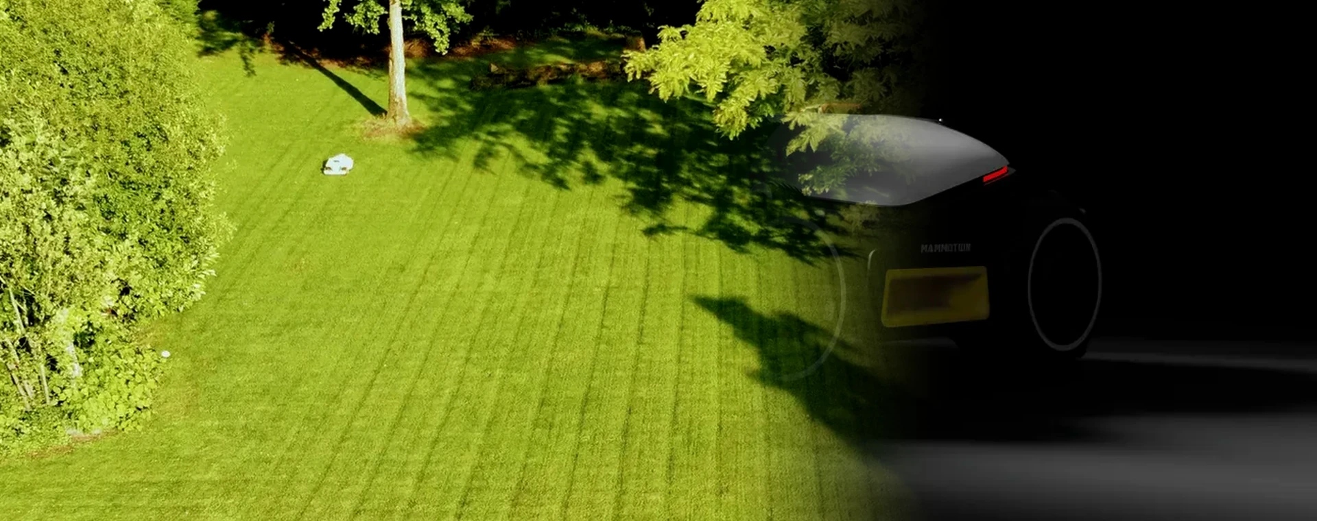 Robotic lawn mower on a maintained lawn